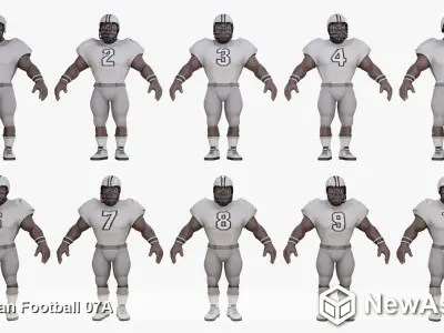 American Football Touchdown Character 07A Low-poly 3D model