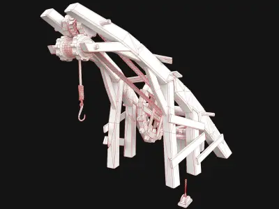 Medieval Crane Low-poly 3D model