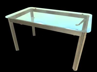 Six Seater Dining Table 3D Model AR VR PBR Low-poly 3D model