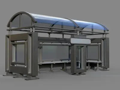 12 Bus Stop Base Mesh with UVs and Textures Vol 1 Low-poly 3D model