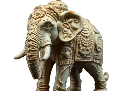 Ornate Carved Elephant model pack Low-poly 3D model