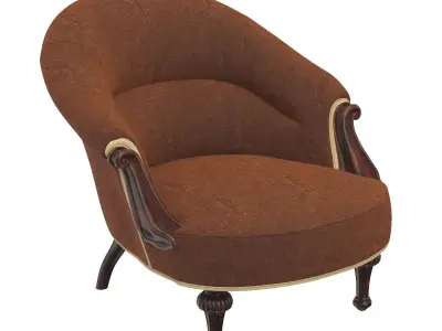 19th Century English Upholstered Tub Chair 3D model