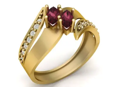 LUXURY DIMOND ENGAGEMENT RING 3D PRINTABLE MODEL 3D print model