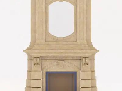 classical marble fireplace 2 3D model