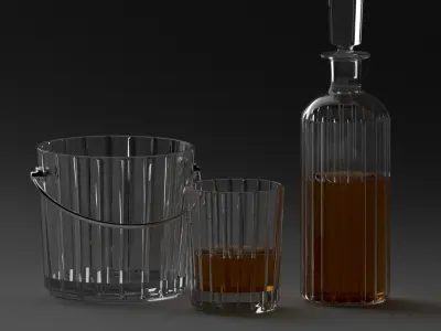 Baccarat set of Harmonie round whisky decanter 3D model