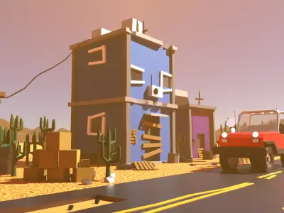 Abandoned Street Club Free low-poly 3D model