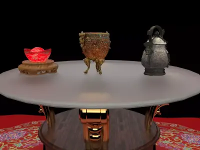 Chinese wine vessel and cup  3D model