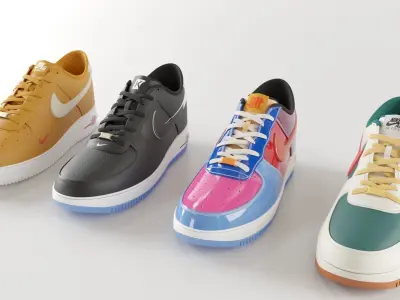 Nike Air Force 1 with 5 pbr material and 2 type 3dmodel Low-poly 3D model