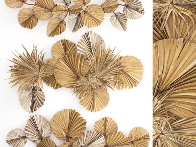 Wall panel made of dry palm leaves 222 3D model