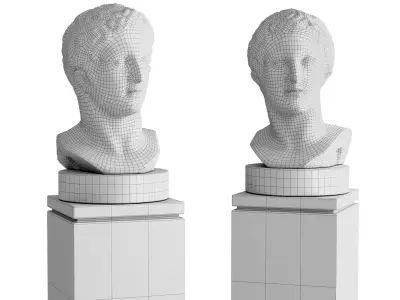 Herakles bust sculpture Low-poly 3D model