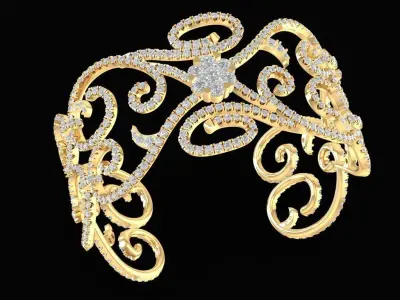 Luxury Filigree Diamond Bracelet for Women 2224 3D print model