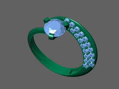 Womens Rings With Stone Ring Ready STL 3DM Models Rings women 3D print model 24