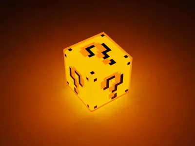 8 Bit Question Block Lamp Free 3D model