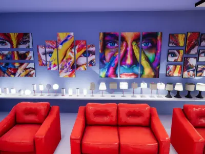 Interior Furniture and Props Low-poly 3D model