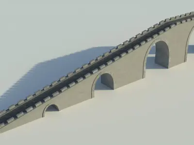 Bridge 3D model great wall of china Low-poly 3D model