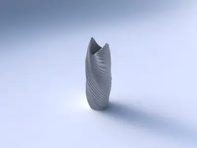 Vase twisted double arc hexagon with bent extruded lines 3 3D print model