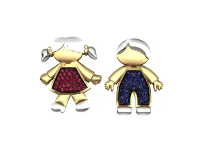 Boy and Girl Pendant 3D print model