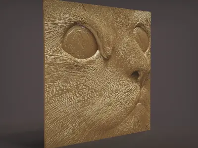 Cat head wall decor  for cnc carving 3D print model