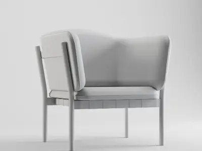 Dowel Armchair by Ton - C4D and Corona Renderer 3D model Low-poly 3D model