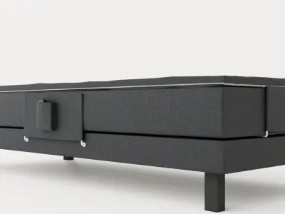 Royal Adjustable Continental Bed 90x200 Black Low-poly 3D model