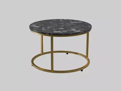 Round Milan Coffee Table black marble Low-poly 3D model