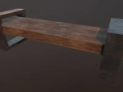 Bench with metal base  Free low-poly 3D model