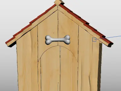 Doghouse wooden dog house with roof 3D model