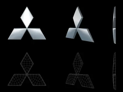  Mitsubishi - Car Logo Emblem Modern Free low-poly 3D model
