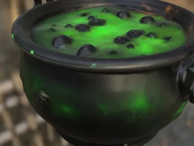 Witchs Bubbling Cauldron Low-poly 3D model