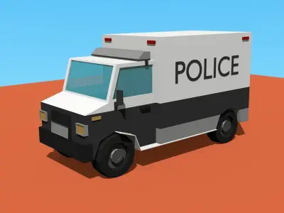 low poly police truck Free low-poly 3D model