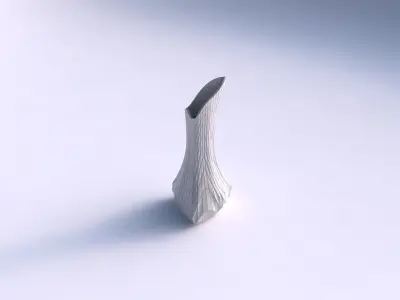 Vase puffy tappered triangle with wavy grid plates 3D print model