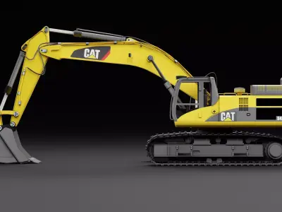 Cat 345 Tractor Low-poly 3D model