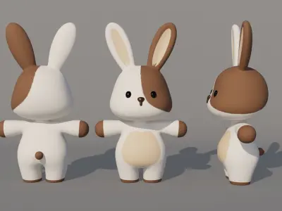 Rigged Cartoon Rabbit Low-poly 3D model