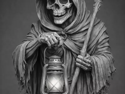 Grim Reaper with Lantern 3D Model for Jewelry Pendant Design 3D print model