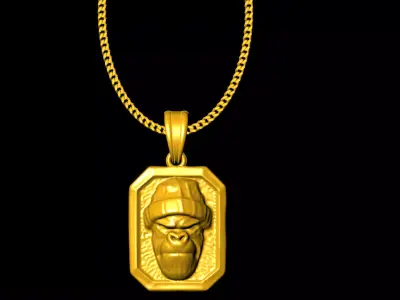 Gorilla Head pendant charms - one inch pendant 3D print model