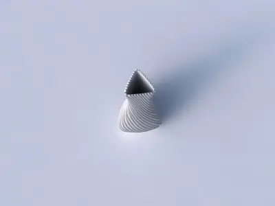 Vase puffy triangle with bent extruded lines 2 3D print model
