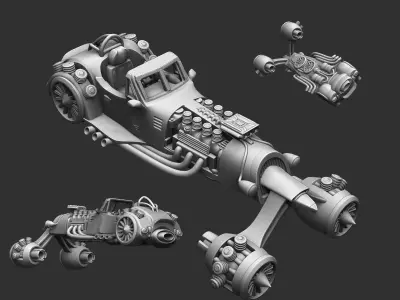 Futuristic car in retro style 3D print model