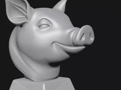 PIG head sculpture 3D print model