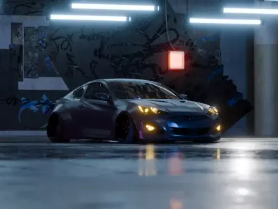 Hyundai Genesis Coupe - Black Material 3D model