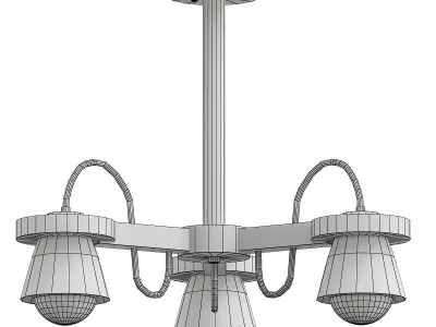liustra three light chandelier in wood 3D model