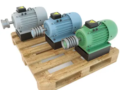 Electric motor - Wooden pallet 3D model 3D model