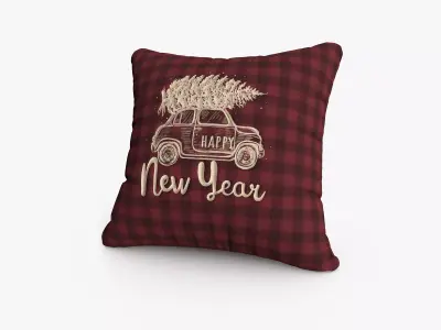 Christmas Car Pillow Low-poly 3D model