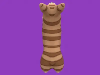 Animated Stylized Striped Brown Welsh Corgy  Low-poly 3D model