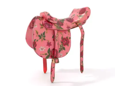 Floral Pink Saddle model pack Low-poly 3D model