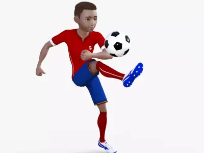 Cartoon Footballer Rigged 3D model