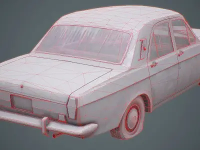 set of Retro soviet car  with interior  in 9 color variants az9 Low-poly 3D model