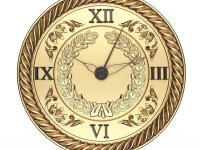 Classic Wall Clock 06 Gold Low-poly 3D model