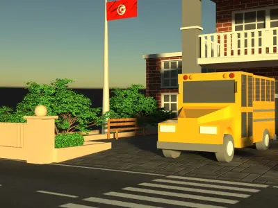 School 3D Design Low-poly 3D model