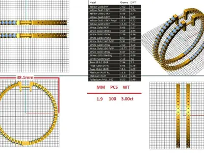38mm Inside-Outside Diamond Hoop Earrings Huggies 3D print model