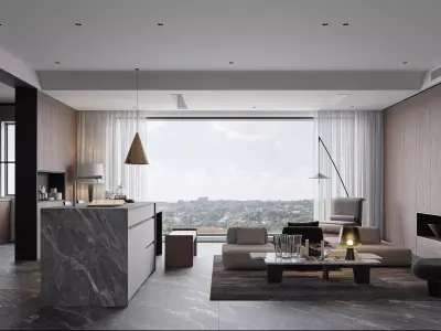 Modern living room dining room interior scenes 228 3D model
